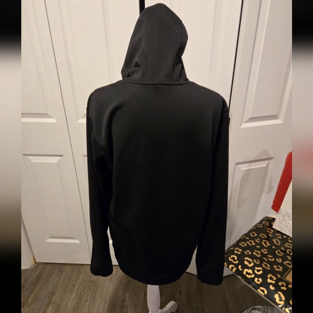 Adidas Womens Small Black Badge of Sport Fleece Pullover Hoodie Pocket - Picture 3 of 12